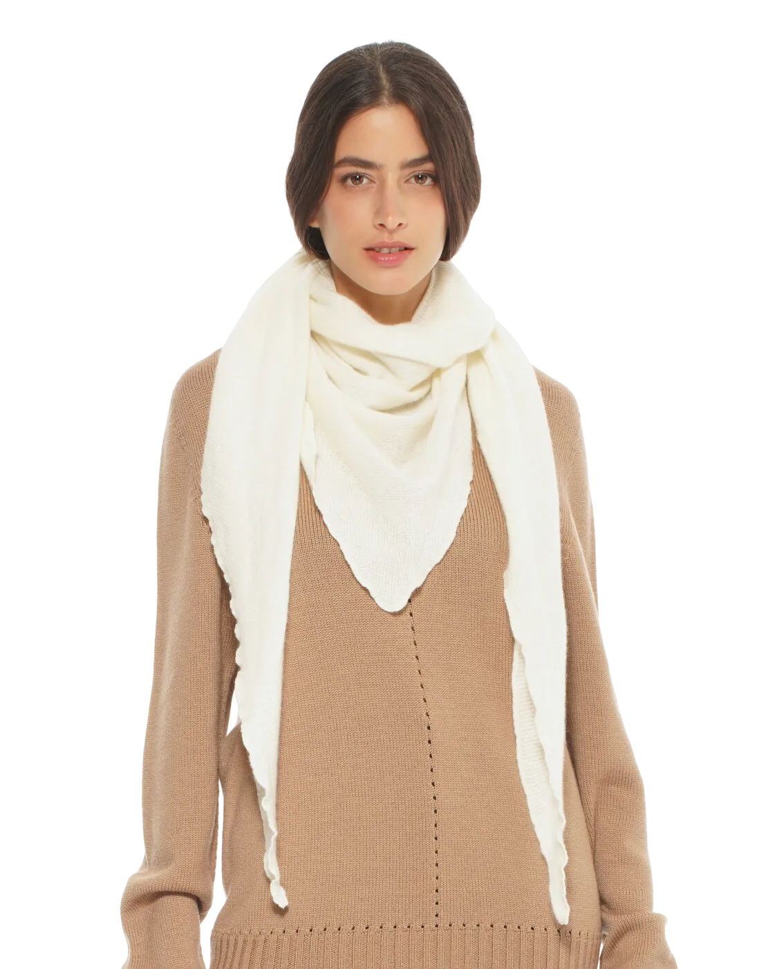 Women's Pure Cashmere Foulard Milk White