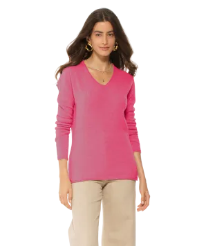 Women's Ultra-Light Cashmere V-Neck Sweater Fuchsia